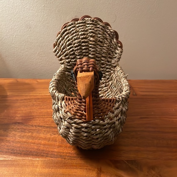 Wicker turkey basket thanksgiving table setting autumn decor vintage - Picture 6 of 9